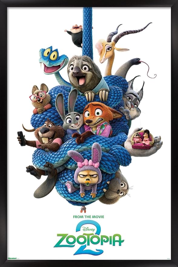 Disney Zootopia 2 (2025) - Group One Sheet Wall Poster, 22.4L" x 14.7W", Black Framed Version
