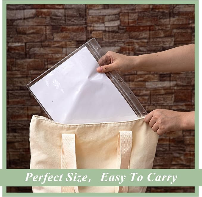 20 Pcs Heavy Duty Sheet Protector 8.5 x 11 Inch Job Ticket Holder Waterproof Resealable Zip Page Wall Sign Holder Clear Dry Erase Document Sleeve Magazine Protector Horizontal(12.4 x 9.8 Inch)