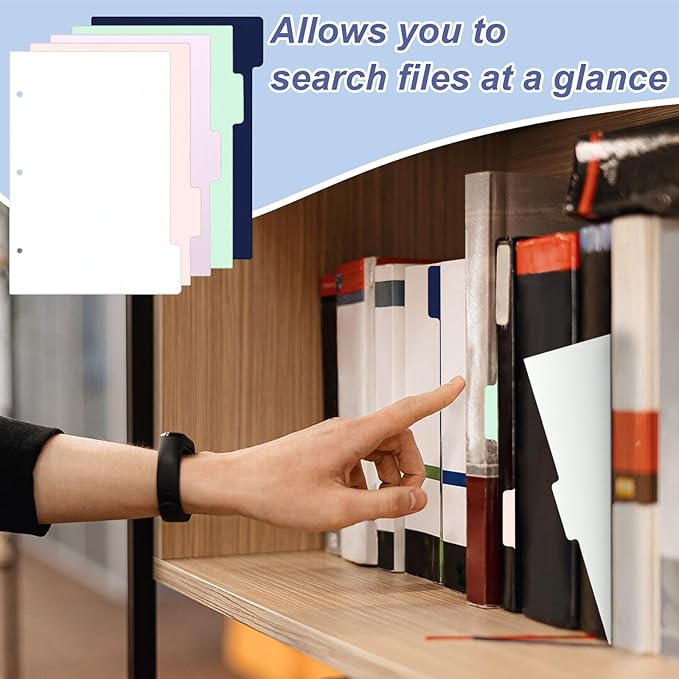 (5.5 x 8.5 inch) 15 Tab 3 Hole Punch Dividers with Tabs Disc Bound Dividers Junior Size discbound Notebook Accessories 5 Color for Office Meeting