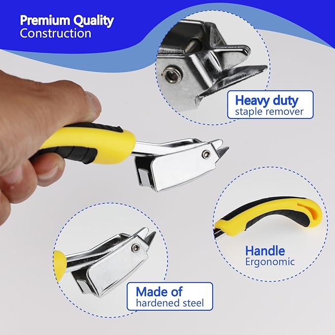 Upholstery Staple Remover Heavy Duty Staple Puller for Removing Carton Construction Upholstery Staples Removal Tool with Non-Slip Handle for Furniture, Carpet, Carton, Floor 2 Pcs