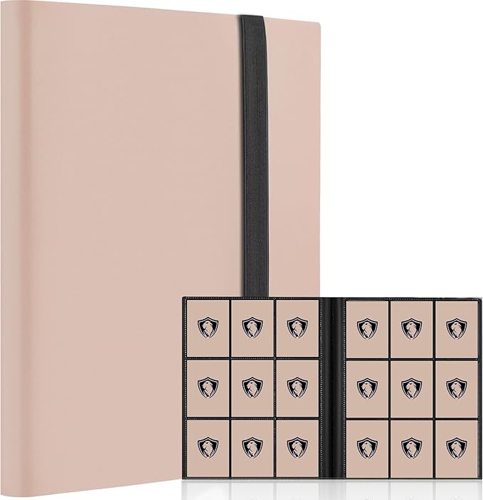 Trading Card Binder 9 Pocket, Premium Card Book for 360 Cards,Sturdy Card Album for Collectible Cards,Side-Loading Card Collection Folder for TCG, MTG,Other Game Cards, Sport Cards,(Pink-1)