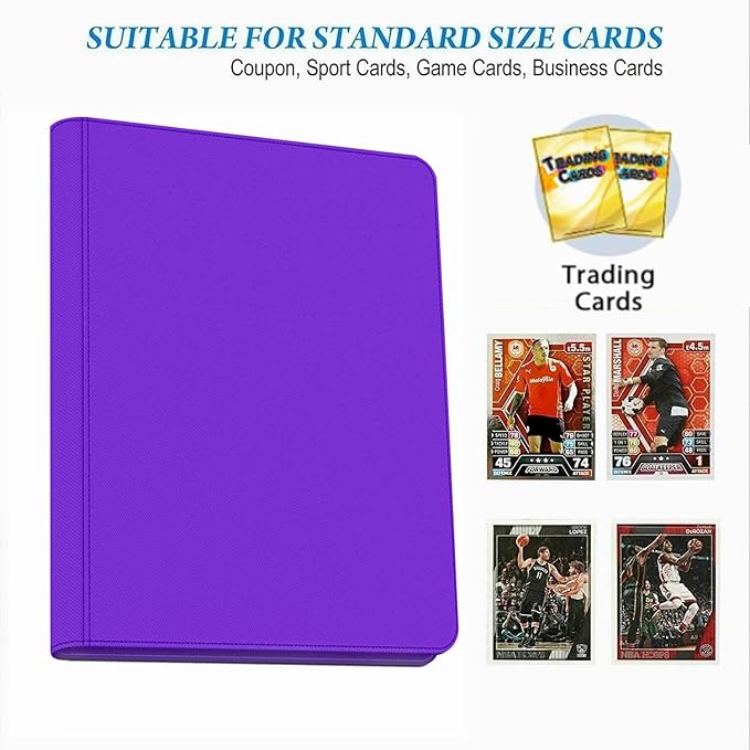 Premium 9-Pocket Zippered Trading Card Binder, 540 Pockets Double-Sided Side-Loading Card Organizer Album, PU Leather Card Holder Protector for MTG, TCG, Sports Cards (Purple)