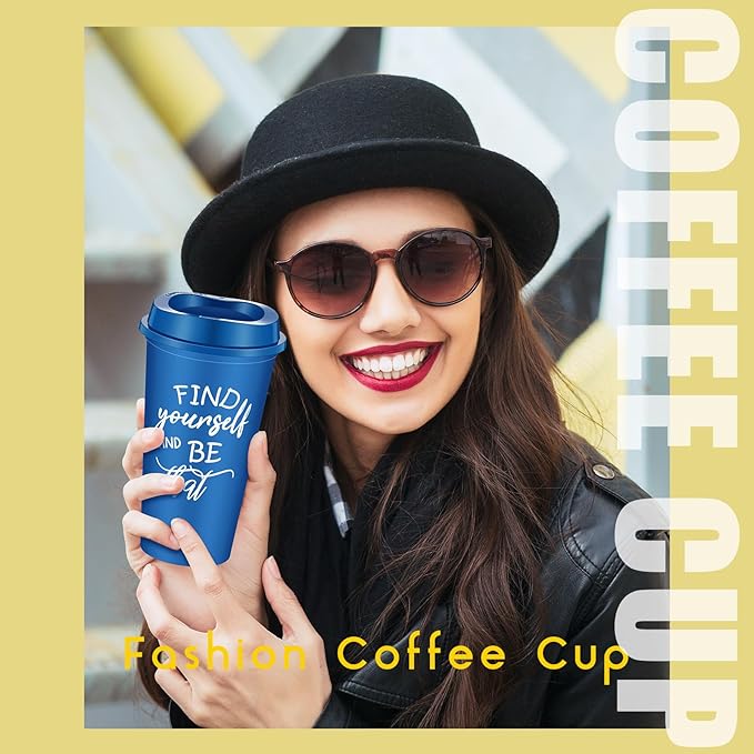 72 Pcs Inspirational Gifts for Employee Coworkers Staff Teammate, 16oz Reusable Plastic Coffee Cups with Positive Sayings, Bundle Gifts for Woman Man Coworker (Bright Color,Inspirational)