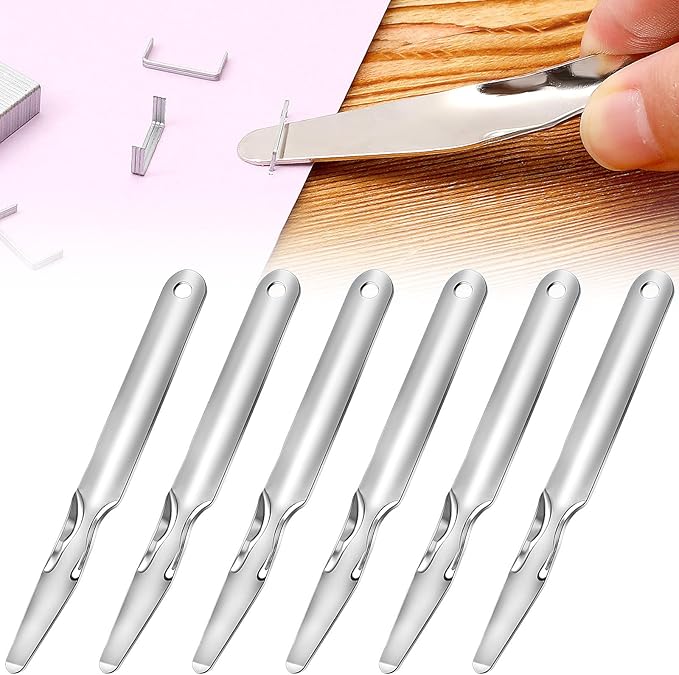 Zonon 6 Pcs Office Staple Remover Tools No Tear Push Style Staple Puller Stainless Steel Flat Staplers for Office Home Business, Silver