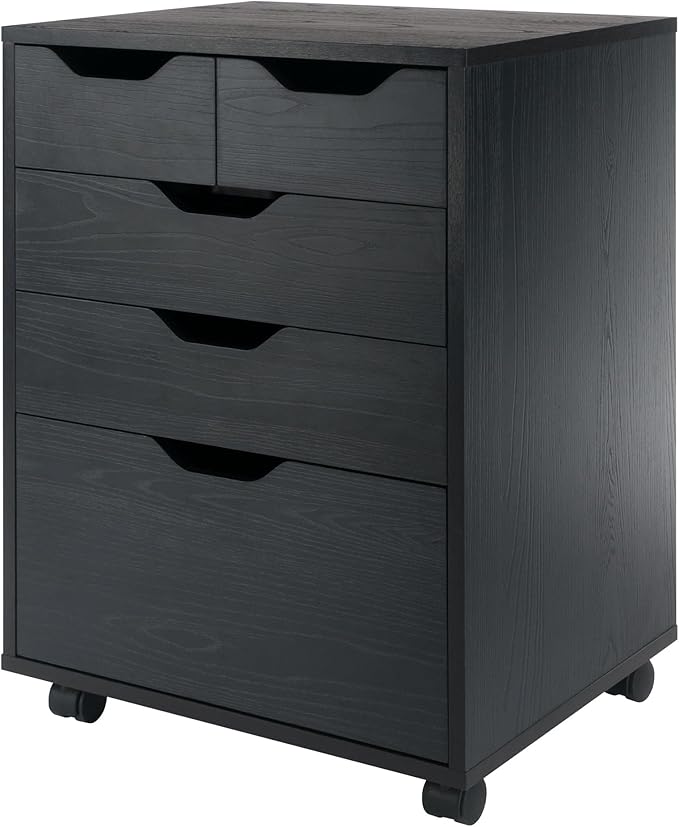 Winsome Halifax Bins & Drawers Mobile Storage Cabinet, for Home Office, Black