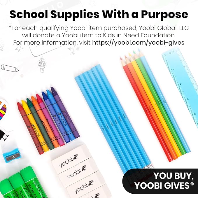 Yoobi 3 Ring Binders - 1 Inch Binder with Round D Rings and 2 Pockets, Durable, PVC-Free Organizer with 220 Sheets Capacity, 4- Pack Colored Binders with Plastic Cover for Office Supplies