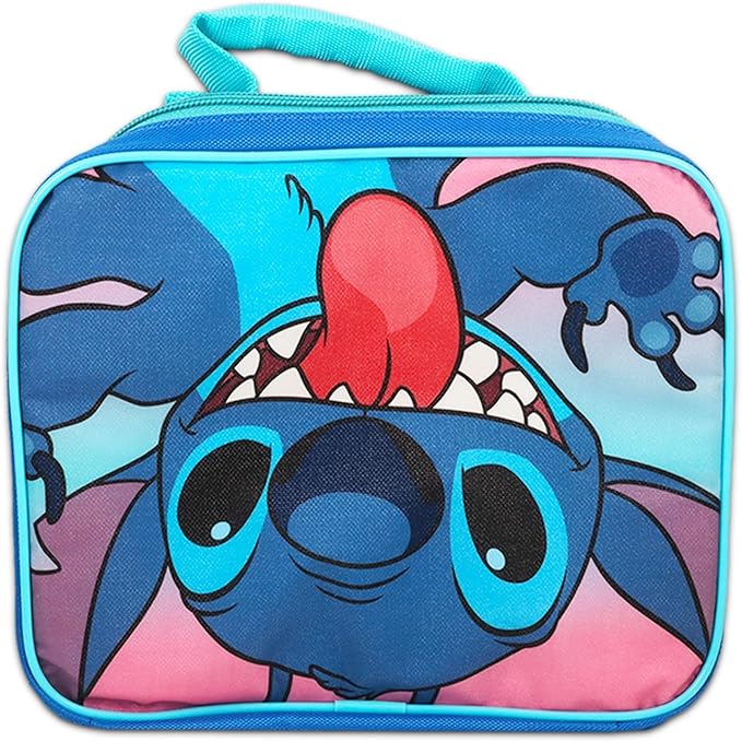 Lilo And Stitch School Backpack and Lunch Bag Bundle - 4 Pc Bundle With 16" Stitch School Bag, Stitch Lunch Box, And More For Boys And Girls | Stitch School Supplies Set