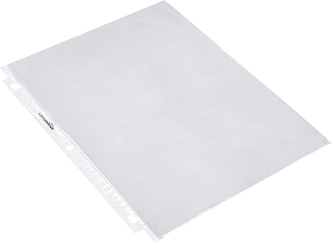 Amazon Basics Sheet Protectors for 3 Ring Binder, Heavyweight, Polypropylene, Top Loading, Letter Size, 8.5 x 11 Inch, 200-Pack, Clear