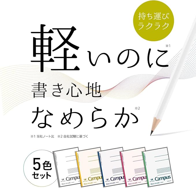 KOKUYO Composition Notebooks, 5 Pack Smart Campus Semi-B5 Comp Book with Dot B 6mm Ruled, 30 Sheets, School Lined Notebook in White, Journal Notebook for Women Work Study Note Taking (NO-GS3CWBTX5)