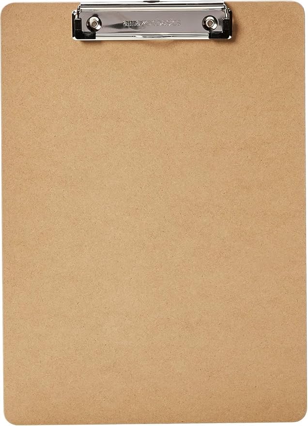 Amazon Basics Hardboard Office Clipboard, Letter Size, 9" x 12.5", Brown, 30-Pack