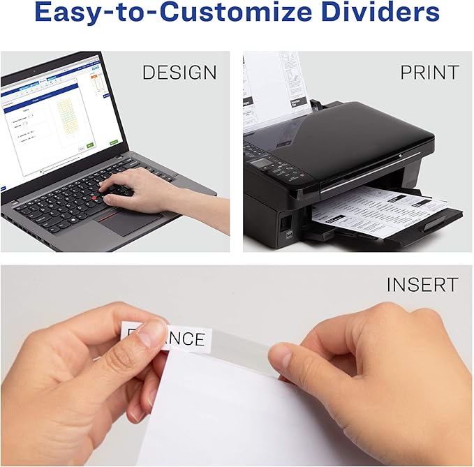 Avery Big Tab Insertable Dividers for 3 Ring Binders, 8-Tab Set, White Paper, Clear Tabs, 1 Binder Divider Set (11124)