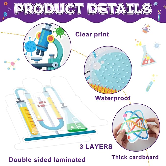 party greeting Science Bulletin Board Set Science is All Around Us Classroom Decoration Scientist Lab Paper Cutouts Bulletin Board Border for Wall Decor Teacher Must Haves Back to School Supplies
