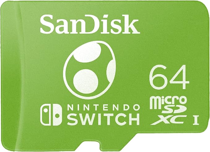 SanDisk 64GB microSDXC-Card Licensed for Nintendo-Switch, Yoshi Edition, Made for Nintendo Switch, OLED and Lite Systems - SDSQXAO-064G-GN6ZN