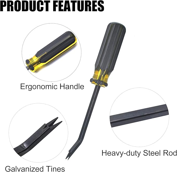 Heavy Duty Staple Remover with Double Pronged Head, Tack Puller Industrial Staple Remover Upholstery Tool for Furniture Floor Carpet Carton, 2 Pack
