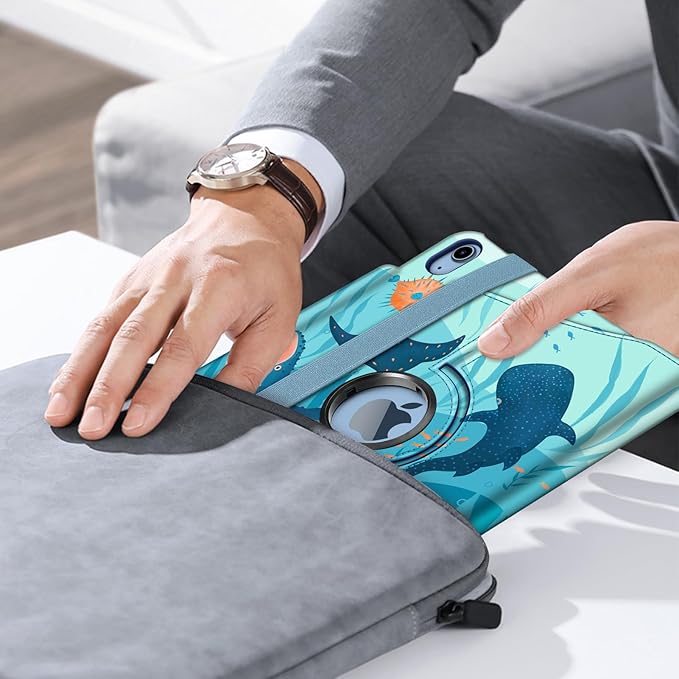 Fintie Rotating Case for iPad (A16) 11th Generation 11 Inch (2025), iPad 10th Generation 10.9 Inch (2022) - [Built-in Pencil Holder] 360 Degree Rotating Protective Stand Cover, Blue Ocean