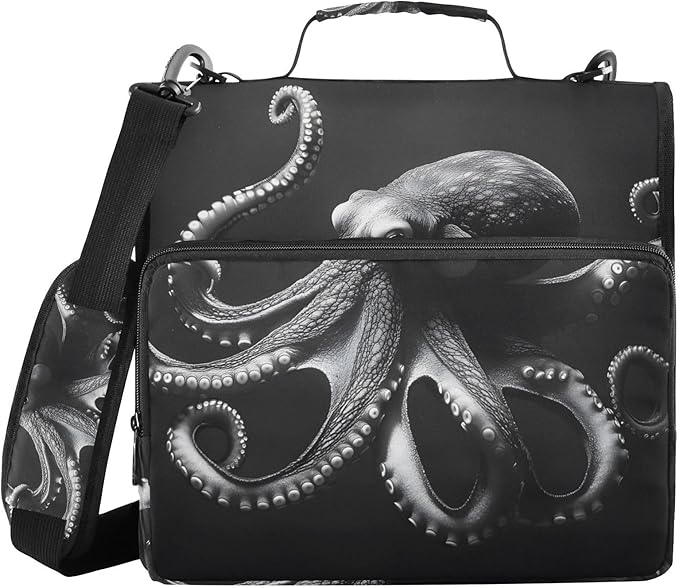3 Ring Zipper Binder with Shoulder Strap Octopusfish 1.5 inch Binders Keeper Large Capacity Multi Pockets for School Office Supplies