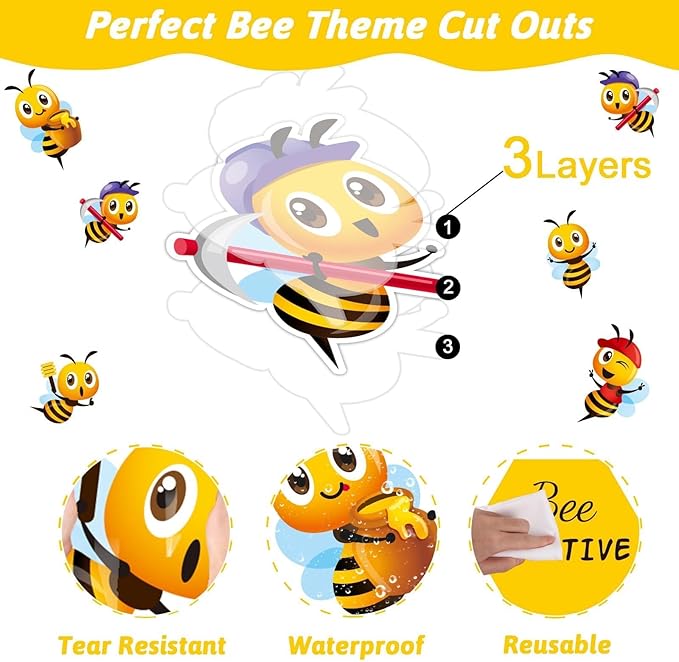 Bee Bulletin Board Decorations for Classroom Summer Bee Theme Inspirational Bulletin Board Borders Bee Hive Paper Cutouts for Back to School Classroom Chalkboard Wall Office Home Decor
