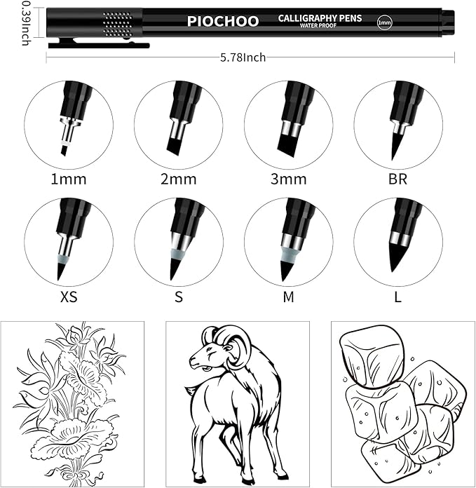 Calligraphy Pens,8 Size Calligraphy Pens for Writing,Brush Pens Calligraphy Set for Beginners, Hand Lettering Pens