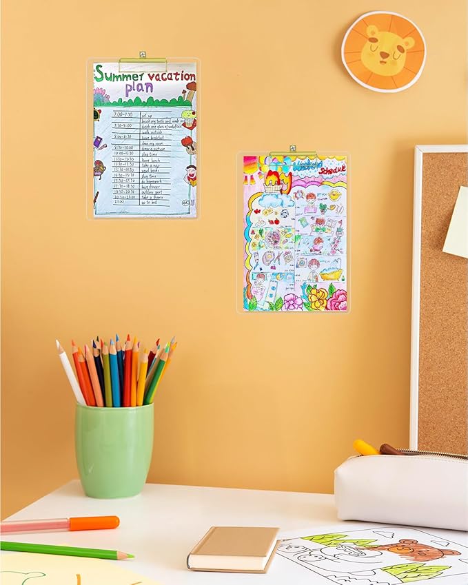 Honagu Acrylic Clear Clipboards, 8.5x11 Plastic Clipboard with Gold Strong Clip Hidden Hanging Hole, A4 Letter Size Clipboards for Nurses, Doctors, Art Student, Teachers,School & Office Supplies, 7PC