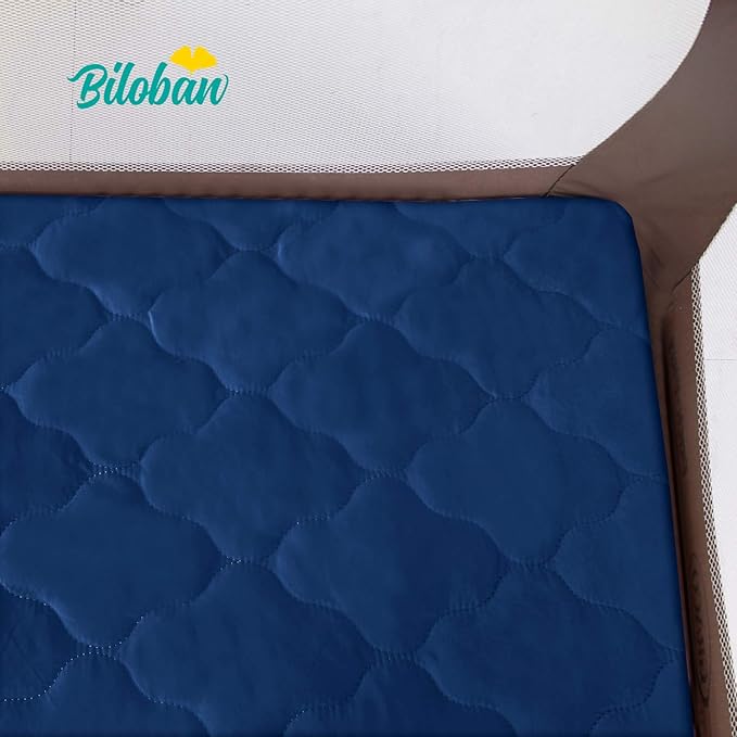 Pack and Play Mattress Protector Sheets Fitted Waterproof Pack and Play Mattress Pad Cover, Compatible with Graco Pack n Play & Dream On Me & Pamo Babe, Playpen/Playard Sheet Quilted, Navy, 39" x 27"