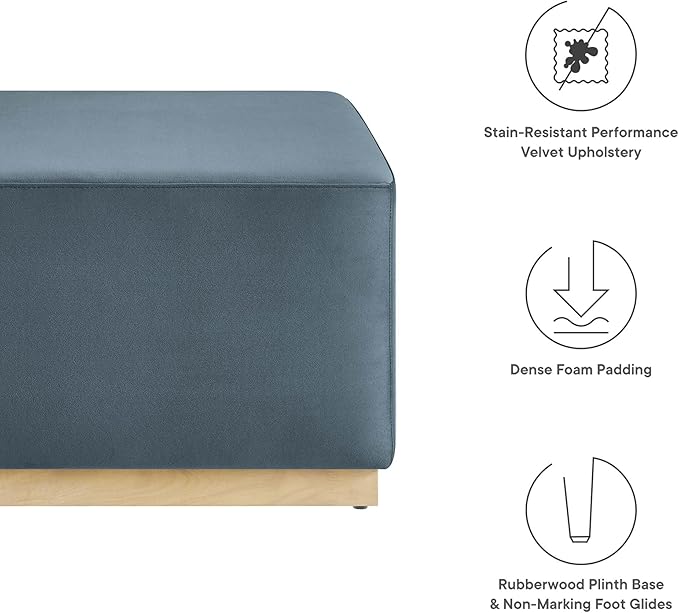 Modway Large 28" Square Performance Velvet Upholstered Upholstered Ottoman