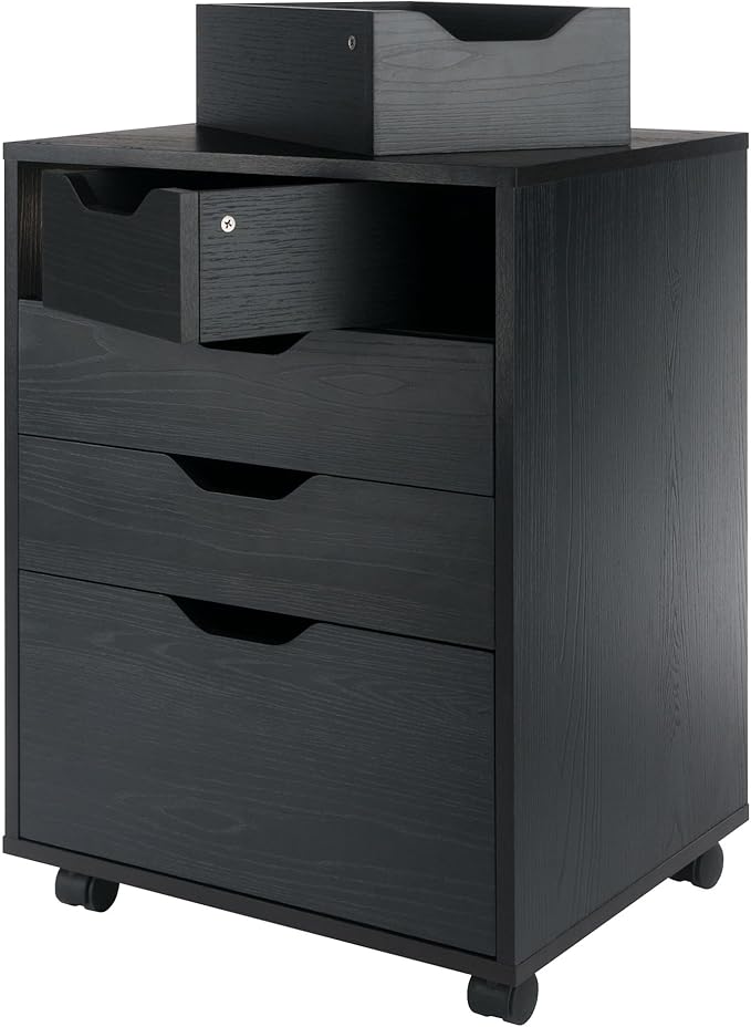 Winsome Halifax Bins & Drawers Mobile Storage Cabinet, for Home Office, Black