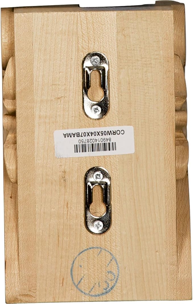 Ekena Millwork CORW05X04X07BAMA Extra Large Acanthus Leaf Block Wood Corbels, 4 1/2"W x 3 3/4"D x 7"H, Maple