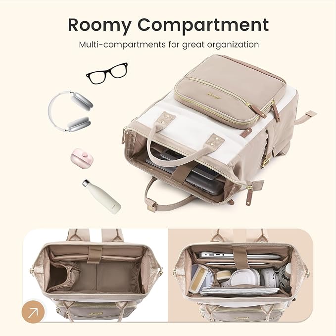 LOVEVOOK Laptop Backpack for Women Work Bag with Large Capacity Cup Side Pocket, 15.6 Inch Waterproof Computer Backpacks Purse, College Bookbag for School, Business, Teacher, Travel