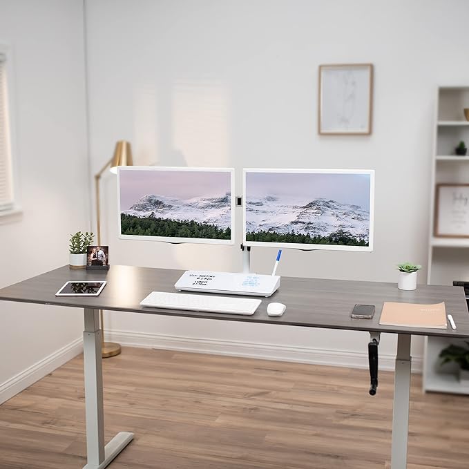 VIVO Glass 16 x 7 inch Dry Erase Board with Storage, Desktop Whiteboard Organizer with Hidden Compartments and Device Slot, DESK-WB16A