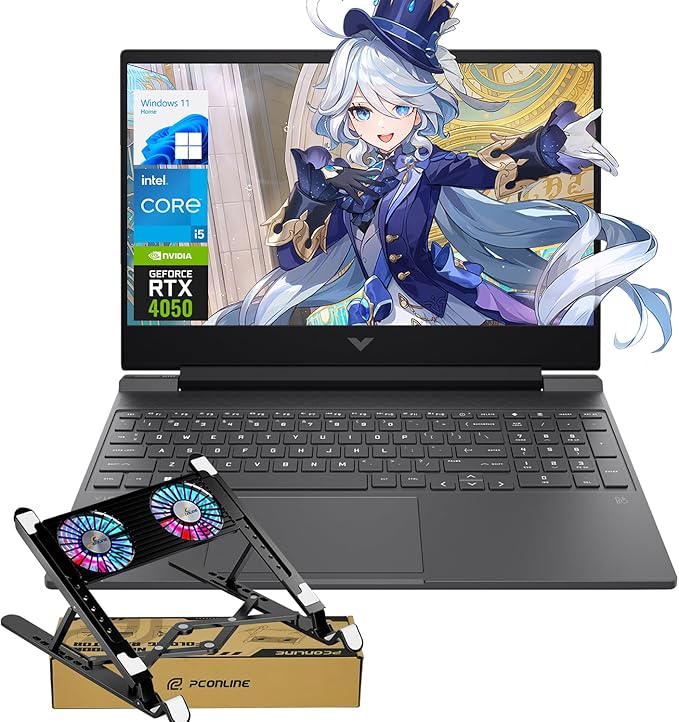 HP Victus 15 Intel i5-13420H (Beats Intel i7-12650H), NVIDIA RTX 4050 Gaming Laptop, 15.6 FHD 144Hz IPS, 16GB RAM, 1TB SSD, Wi-Fi 6, Backlit KB, Win11 Home, Bundle with PCO Notebook Folding Radiator