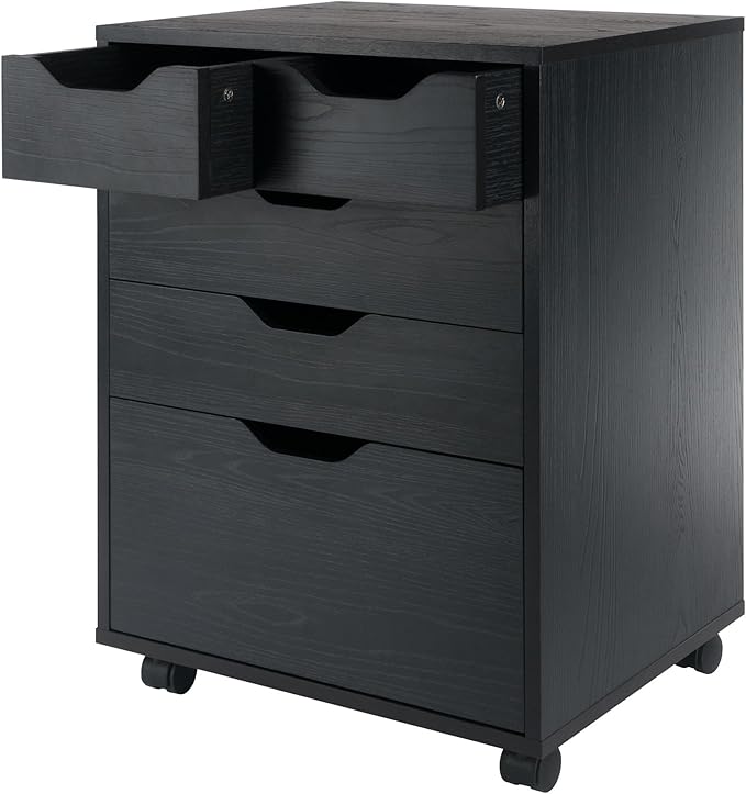 Winsome Halifax Bins & Drawers Mobile Storage Cabinet, for Home Office, Black