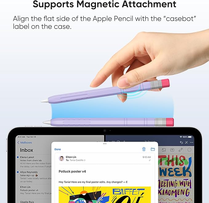 Fintie Silicone Sleeve for Apple Pencil (USB-C), Light Pen Skin Case Cover Soft Protective Anti-Slip Pencil Grip Holder, Supports Magnetic Attachment, Lilac Purple