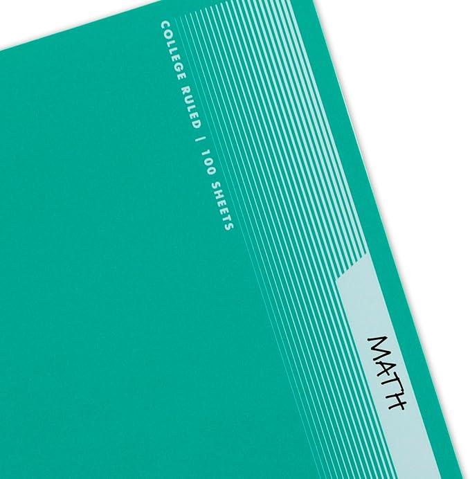 Mead Spiral Notebook, 5 Pack, 1 Subject, College Ruled Paper, Plastic Cover, 8-1/2" x 11", 100 Sheets per Notebook, Assorted Colors (820299-AMZ-TK)