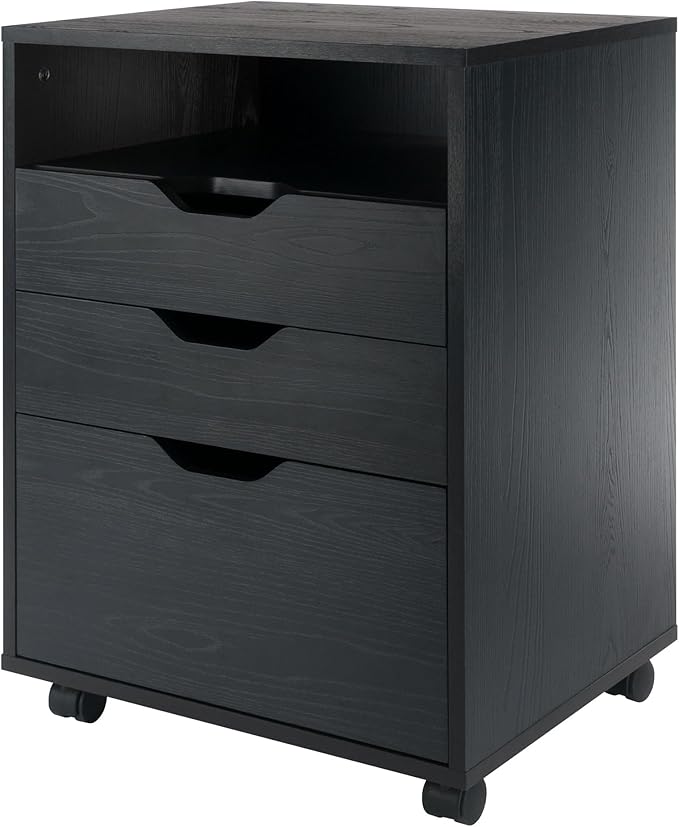 Winsome Halifax Bins & Drawers Mobile Storage Cabinet, for Home Office, Black