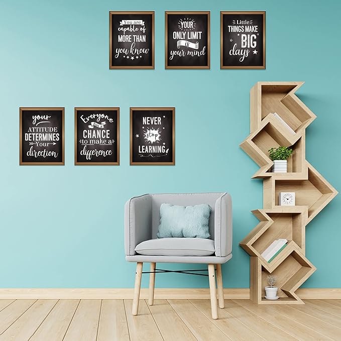 DUAIAI 13 Pieces Industrial Chic Bulletin Board Posters, Inspirational Quote Positive Affirmation Motivational Posters with Welcome Sign for School Decor Classroom Decorations