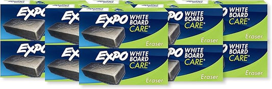 EXPO Soft Pile Dry Block Eraser, 5-1/8 x 1-1/2 Inches, Ideal for Whiteboards, Pack of 12