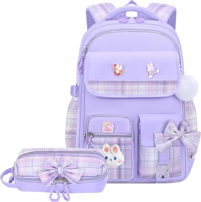 Girls Backpack,Kids School Backpack With Lunch Box Pencil Case Set,Cute Childrens Schoolbag For Girls