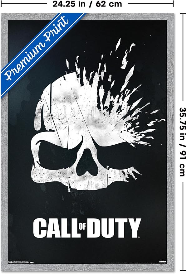 Call of Duty - Skull Wall Poster, 34L" x 22.4W", Gray Framed Version