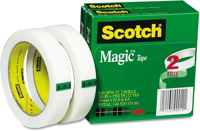 Scotch 8102P3472 Magic Tape Refill, 3/4-Inch x 2592-Inch, 3-Inch Core, 2/Pack