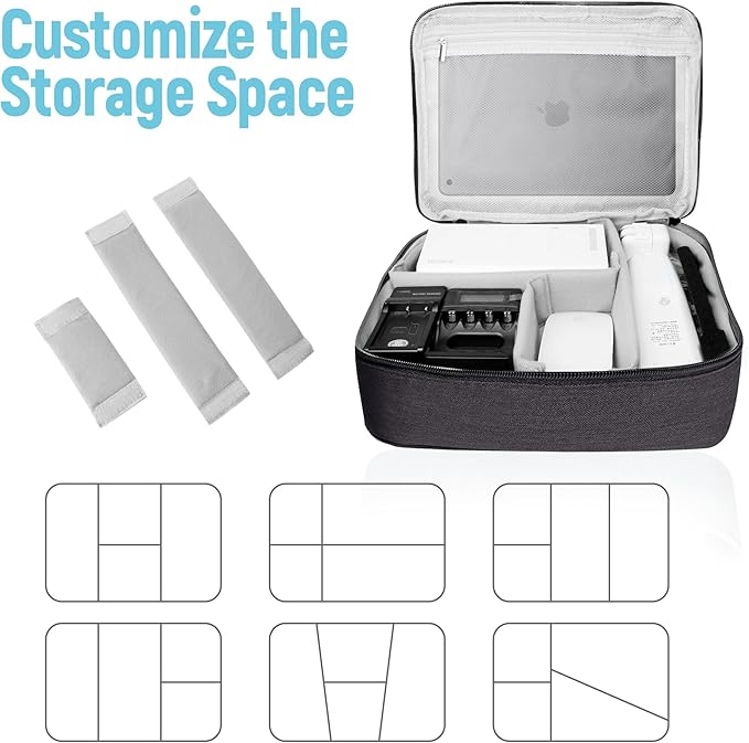 Electronics Travel Organizer,Large Double Layer Portable Waterproof Travel Organizer Bag for Charging Cable Storage,Ipad,Power Bank,Hard Drive,for Travel,Business,5pcs Cable Ties-Navy Blue