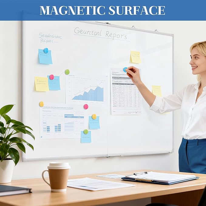 48" x 36" White Board Dry Erase, Double-Sided Foldable Magnetic Whiteboard Portable Wall Hanging Whiteboards for Office, Home, School