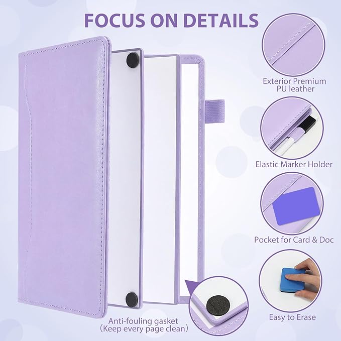6 Sides Dry Erase Notebook Portable Whiteboards Notebook 9"x6"(a5) Small Reusable Whiteboard Notepad Foldable Anti-ghosting Surface, Travel White Board for Office Study Meeting Planning