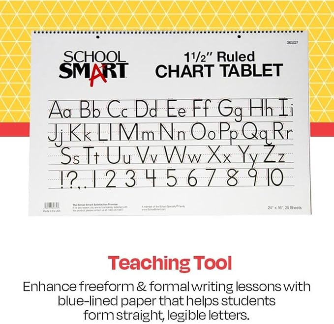 School Smart-85337 Chart Tablet, 24 x 16 Inches, 1-1/2 Inch Skip Line, 25 Sheets - White (Pack of 4)