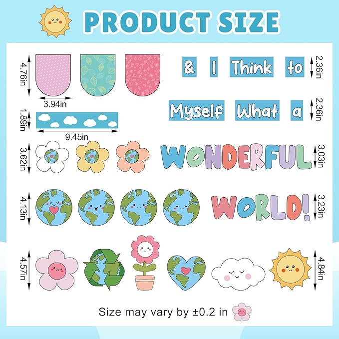 90 Pcs Earth Day Bulletin Board Decoration for Classroom Environmental Cutouts Colorful Flower Cutouts Classroom Wall Decor for Earth Day Protection Spring Activity Chalkboard Supplies