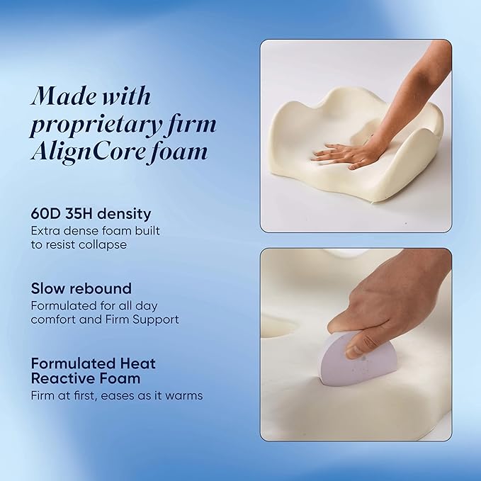 OneCushion Advanced Ergonomic Seat Cushion for Office Chair with Firm AlignCore Foam for All-Day Comfort, Posture Support & Pressure Relief for Work or Home Use - Heather Charcoal