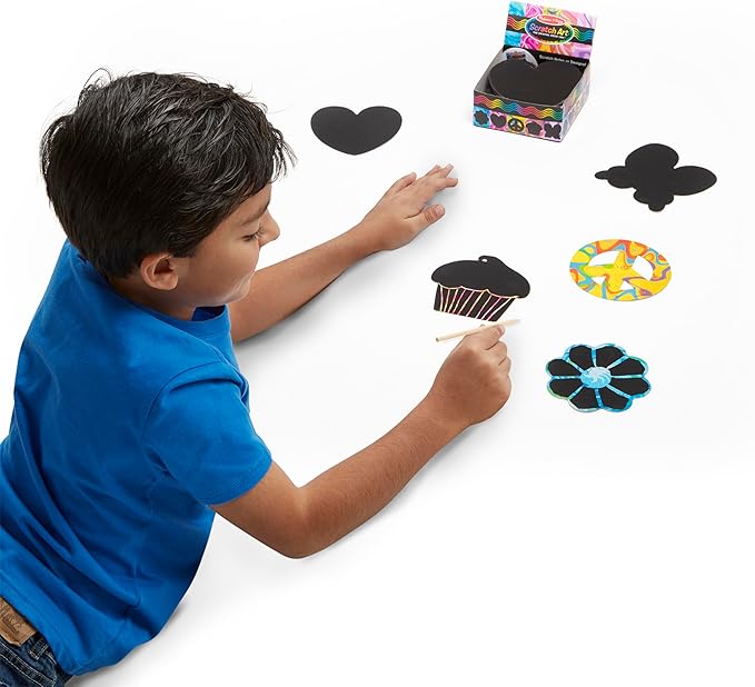 Melissa & Doug Scratch Art® Box of 125 Friendship-Themed Shaped Notes in Desktop Dispenser (Approx. 3.5” x 3.5” Each Note)