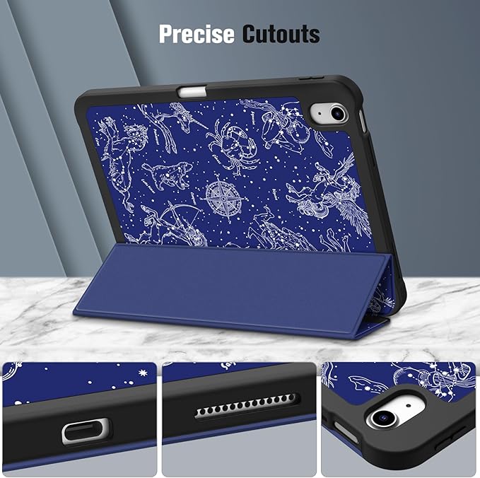 Fintie SlimShell Case for iPad (A16) 11th Generation 11 Inch (2025), iPad 10th Generation 10.9 Inch (2022) - Flexible Soft TPU Stand Back Cover with Pencil Holder, Composition Book Blue