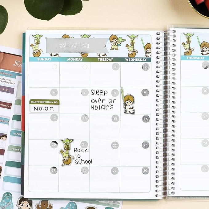 7" x 9" Star Wars Kid's Planner- 114 Pages of Star Wars Themed Activities and Organization for Kids. Reading Log, Allowance and Savings Tracker, Stickers, and More by Erin Condren