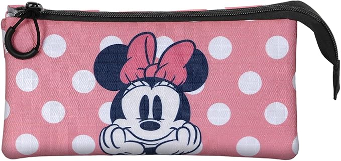 Minnie Mouse Closer-Triple Pencil Case, Pink, 23 x 11 cm, Pink, One Size, Triple Pencil Case Closer