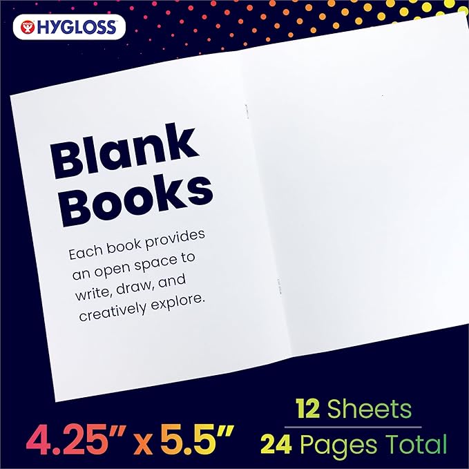 Hygloss Blank Books - Bulk 24 Pack – 4.25" x 5.5" A6 White Paperback Blank Books for Kids to Write Stories, Doodle, Arts & Crafts – Plain Drawing Sketchbook, Unlined Journal, Notebook Without Lines